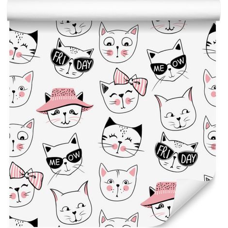 Papier peint chatons rigolos pour salon et chambre 50x1000 cm (1/5)