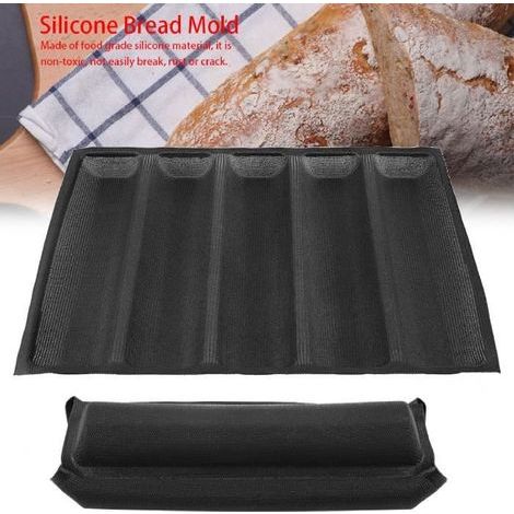 Brotform – Backen – Silikon – 5 Baguettes – Antihaftbeschichtung – 44 x 33 cm (1/4)