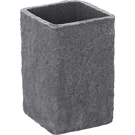 Portaspazzolino Moderno In Resina Colore Grigio Effetto Pietra Da Appoggio