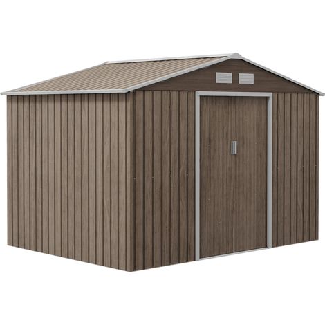 Caseta de jardín de acero galvanizado 4,9 m² 277 x 195 x 192 cm con techo inclinado (1/5)
