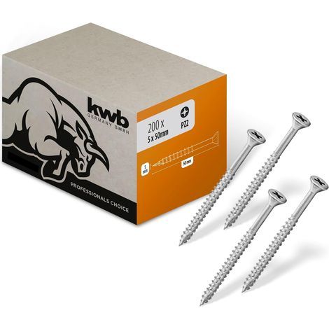 200 - Tornillos para madera - Aglomerado - Rosca parcial - Tipo 17 puntas - Acero C1022 - Galvanizado blanco - 5x50 mm (1/5)