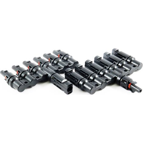 1 - 6 fach Solarstecker kompatibel mit MC4 Solarkabel Y-Verteiler für Solaranlage T 6 fach Stecker