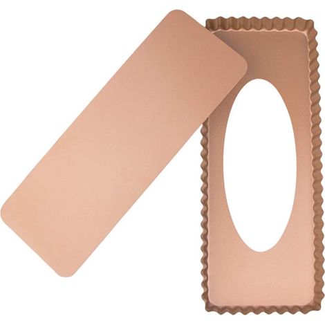 Moule à tartelettes, moule à quiche à fond relevable 36 x 15 cm, moule à quiche rectangulaire, moule à gâteau aux fruits, moule à tartelettes, moule à tarte doré, revêtement antiadhésif, fond de moule (1/5)