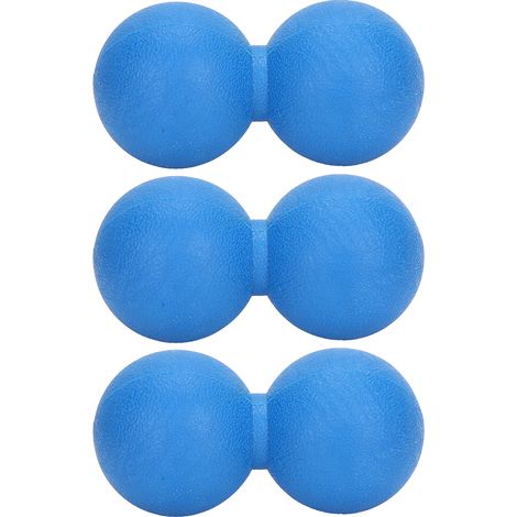 Lot de 3 balles de massage en forme de cacahuète pour la relaxation musculaire, entraînement de yoga et fitness, bleu (1/5)