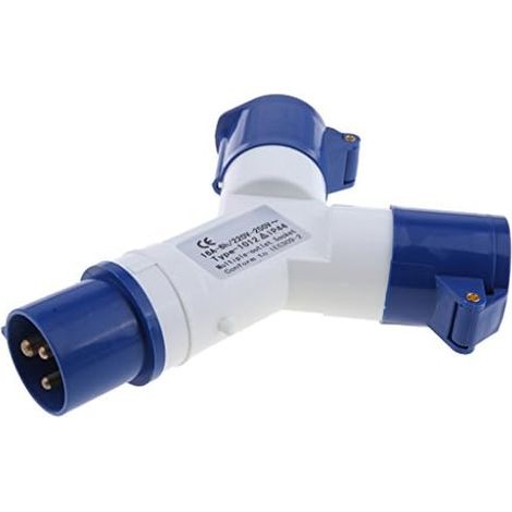 Répartiteur 2 Voies - 16 A - 220 V - IP44 - Prise Industrielle 3 Broches - Prise Murale Étanche - Connecteur Mâle/Femelle - 1 Pièce (1/5)