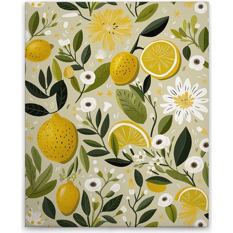 Leinwandbild Zitronen M1-No.51867 - Kunstdruck auf Leinwand in Beige Gelb - Wandbild 40 x 50 cm (1/5)