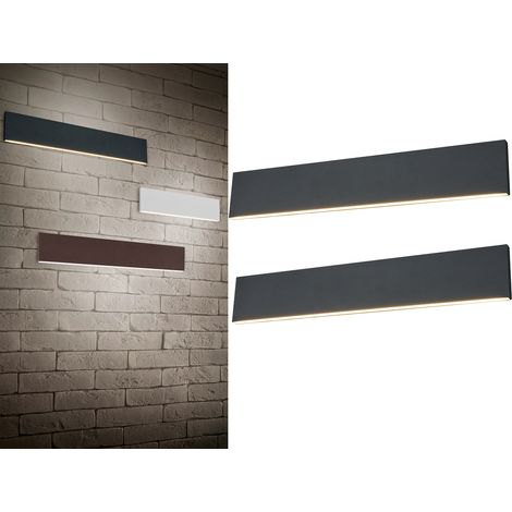 2er Set Flache LED Wandleuchten Up & Down Anthrazit 3 Stufen Dimmer, Breite 47cm (1/5)