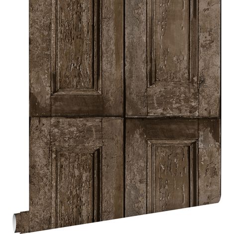 papier peint portes à panneaux brun foncé - ESTAhome (1/5)