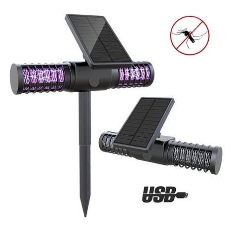 Mückenvernichterlampe, UV-LED-Lampe, IP65 wasserdichte Insektenfalle, Solar-USB-Aufladung, Mückenvernichterlampe, Ameisen, Fliegen und Insekten