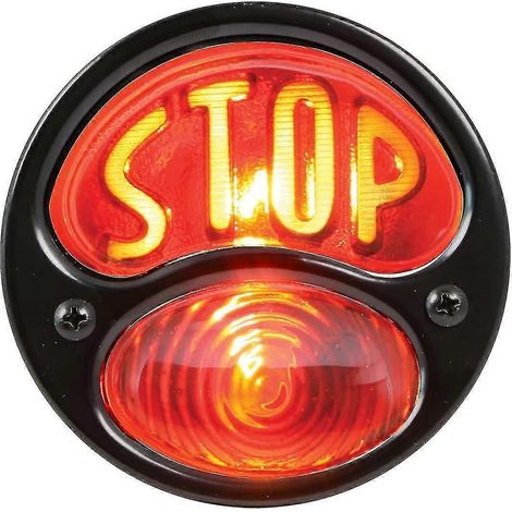 Zubehör Ka0022 Duolamp schwarze 12V Rückleuchte für Ford Modell A mit bernsteinfarbenem "Stop"-Schriftzug auf roter Glaslinse (schwarz) (1 Stück) (1/5)