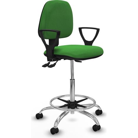 Sgabello da ufficio piqueras y crespo verde base cromata ruote (1/2)