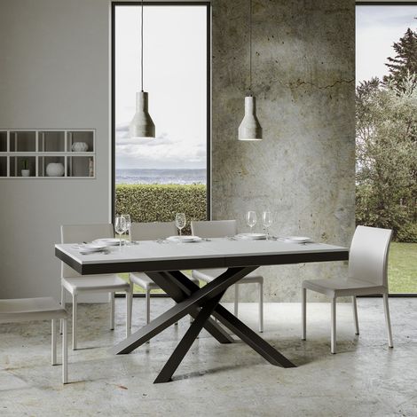 Tavolo Volantis Evolution piano Bianco Frassino 90x180 Allungato 440 telaio Antracite (1/5)