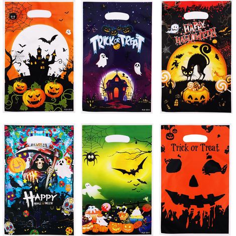 72pcs Sacs de Friandises d'Halloween, Halloween Friandises sacs Party Favors Citrouille Fantôme Squelette sacs de Bonbons d'Halloween pour Bonbons Goodies Halloween Cadeaux (6 Modèles) (1/5)