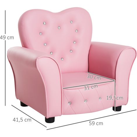 Kindersessel Kindersofa, massiven Holzfüßen Sessel aus Schaumstoff Kinderstuhl für Kinderzimmer, Spielzimmer, 59 x 41,5 x 49 cm, für Kinder 1,5-3 Jahre Rosa (1/5)
