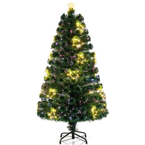 Albero di Natale in fibra ottica da 150cm pre-illuminato con luci a stringa e stella (1/3)
