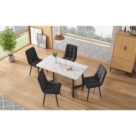 Esszimmerstuhl aus Samt in Grau 70.5 x 66 x 45 cm HOMAIRE (1/5)