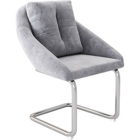 ELVMI Lot de 4 Esszimmerstühle, aus Samt, Grau (1/5)