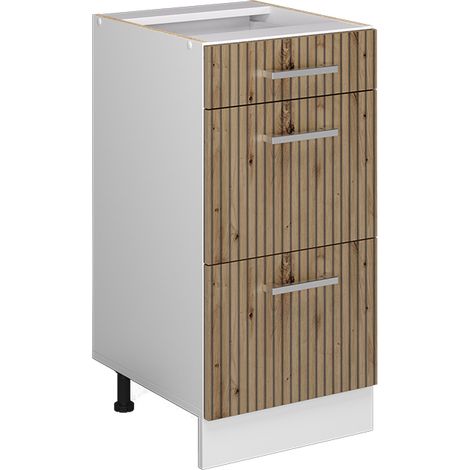 Meuble cuisine R-Line, Chêne Artisan, 40 cm avec tiroirs, sans plan de travail, Vicco