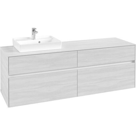 Lavabo VB US Collaro 1600x548x500mm 4 tiroirs, vasque à gauche, bois blanc