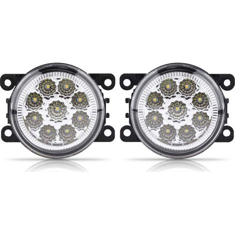 Ej.Life Fog Light Ranger,Fog Light Ranger, Feux Diurnes Rond,Fendinebbia+Smart+450,Feux De Jour Led Fiat Drl Voiture Antibrouillard,Antibrouillard,9 Led Voiture Avant Rond Antibrouillard Drl Feux De (1/4)