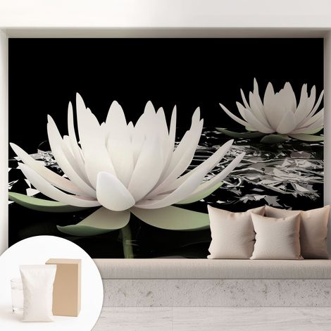 Fototapete Tapete Vliestapete mit Kleber - trendige Wanddeko - Schlafzimmer - Wohnzimmer Blumen im Wasser 208x146 cm (1/5)
