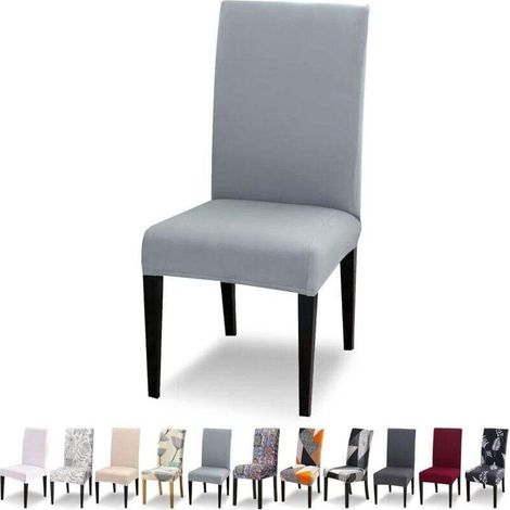 Housse de Chaise Extensible Lot de 4 Universelle Lavable Moderne pour Salle à Manger Restaurant Hôtel Décor Gris Clair (1/4)