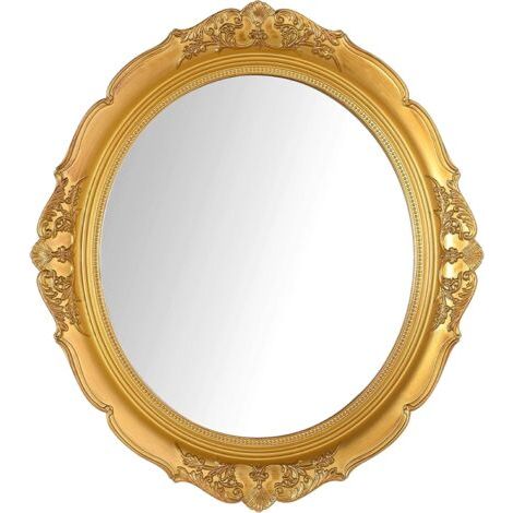 Miroir mural décoratif vintage à suspendre pour chambre à coucher, salon, commode, 33 x 37cm (doré) (1/5)
