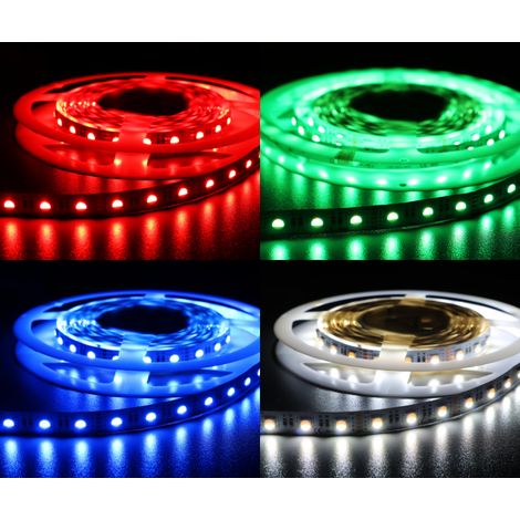 HQS-14.4W-60LED-RGBWW-24V-5m: Striscia LED professionale da 14,4 W/m, 24 V, 60 LED RGB + WW 3000K, IP33