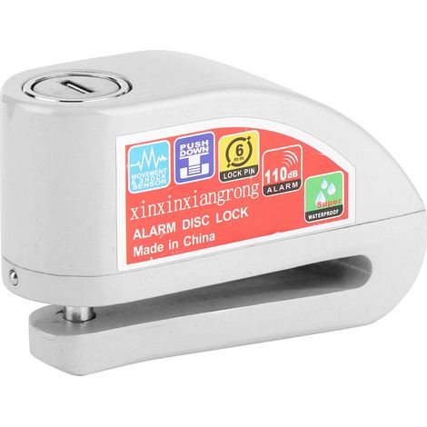 Kit antivol de frein à disque étanche 110 dB avec alarme de sécurité pour moto et vélo (argenté) (1/5)