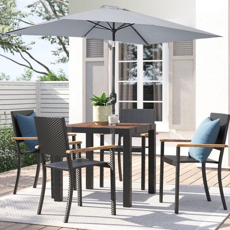 3x2M Rectangle Garden Parasol Outdoor Patio Umbrella Sun Shade with Crank Tilt Grey (1/5)