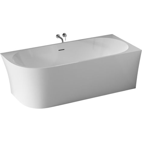 Bernstein – Vasca da bagno angolare semi-freestanding in acrilico 170x78x60 cm – Bianco opaco – Scarico centrale con funzione pop-up – Doppia parete per isolamento termico (1/5)