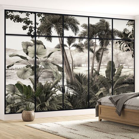 Papier peint panoramique Trompe l'oeil Verrière - Jungle - 130 cm x 82 cm (1/5)