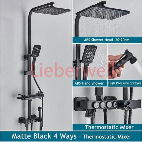 12-Inch Rain Chrome Digital Bathroom Shower Set, Shower Head, Brass Thermostatic Hot and Cold Mixer, Smart Shower System, 506I4 (1/5)