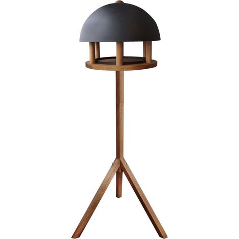 Futterhaus Eiche rund Dach schwarz 58,2x58,2x116,4 cm (1/2)