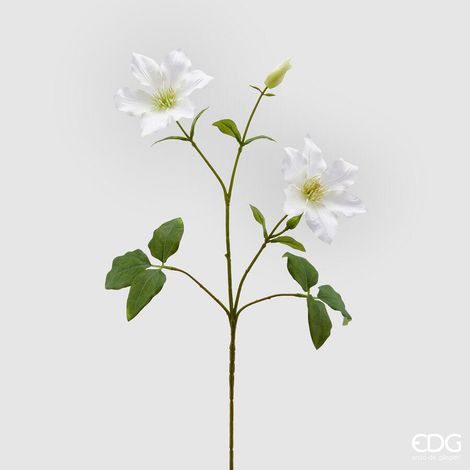EDG Enzo De Gasperi Ramo Clematis Artificiale con Fiori, Bocciolo e  Foglie H 74 Cm White