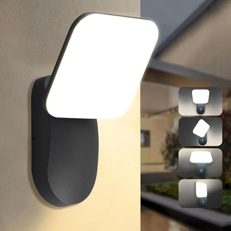 12W Applique Murale Exterieur,IP65 Aluminium Éclairage exterieur,Applique murale avec LED 1600LM Panneau Rotatif,3000K Blanc Chaud luminaire exterieur (1/5)