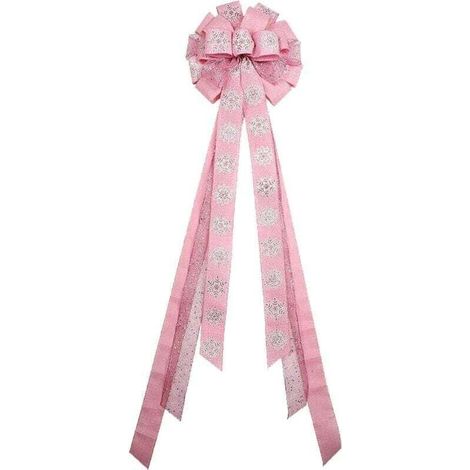 Lazos con forma de copo de nieve para árboles de Navidad, 33 x 113 cm, lazos de arpillera, decoraciones para fiestas navideñas para uso interior y exterior, cena navideña, chimenea (1/3)