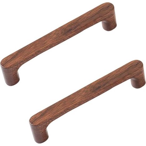2 x Poignées d'Armoire en Bois Noyer Foncé - entraxe de 128 mm - pour tiroirs et meubles de cuisine (1/5)