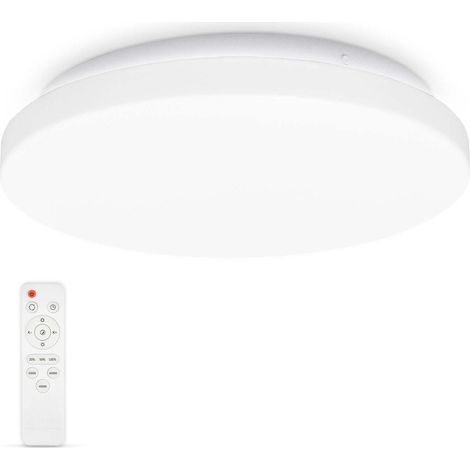 B.K.Licht plafonnier LED salle de bain Ø288mm 12W IP44, 1200lm, dimmable avec télécommande, CCT 3000–6500K blanc chaud-neutre-froid, veilleuse & minuterie