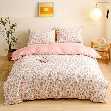 Housse De Couette - Microfibre - 200x200 cm - Pour Enfants Filles - 3 Pièces Avec Taies Doreiller