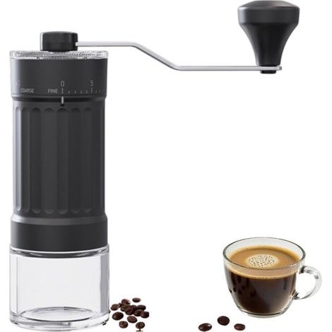 Cafetera manual - Molinillo de café - Molinillo de granos de café - Manual - Equipo de café - Ajuste externo - Molinillo portátil - Apto para moler café - Negro - 175,819 cm (1/4)