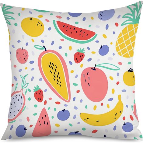 Housse de coussin pastèque kawaii, vert et rose (1/5)