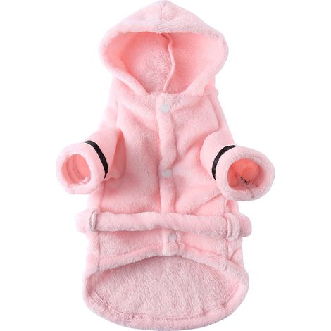 Pyjama d'hiver en flanelle douce à capuche épaisse, séchage rapide et super absorbant, serviette de bain pour chien, vêtement de nuit doux pour animaux de compagnie, taille M (1/5)