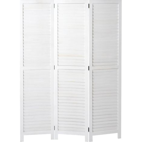 Paravento divisorio 3 pannelli aspetto vintage bianco 170 x 120 cm 040008028