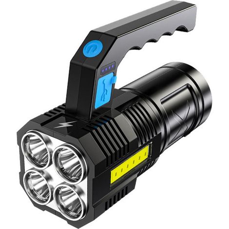 Lampe torche rechargeable LED 1200LM, projecteur lumineux portable avec poignée, puissant éclairage extérieur, lampe de poche longue portée (1/5)