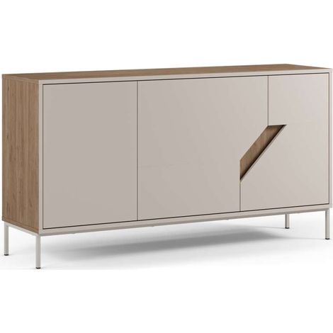 Aparador 3 puertas mod-Rómulo acabado crema/roble sepet, 150cm(ancho) 80cm(alto) 40m(largo). (1/5)