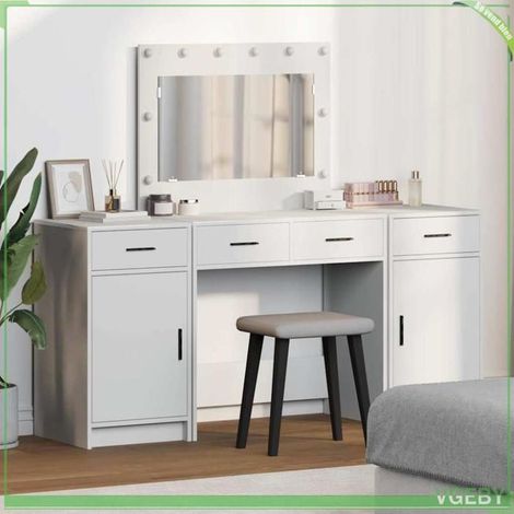 Table de toilette - 3334245 - Blanc - Bois d'ingénierie - Éclairage LED intégré (1/5)