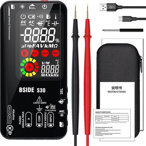 BSIDE 4-in-1 Digitalmultimeter, Infrarot-Thermometer, elektrischer Teststift, Schaltungsanalysator, Detektor, 3,5 Zoll