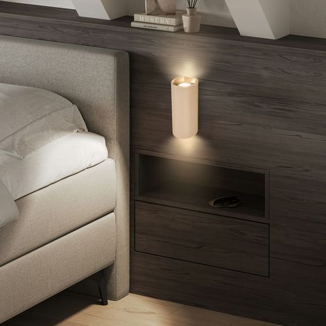 Briloner  Applique da parete up/downlight 8,5x20x8 cm attacco GU10 max. 9W struttura a scanalature beige - Lampada parete soggiorno camera da letto corridoio (1/2)