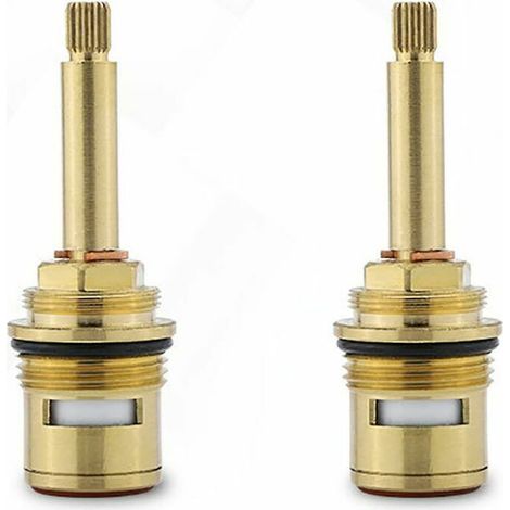 KZQ Brass Ceramic Faucet Valve Replacement Cartridges 2 Pieces (Red + Blue) (1/4)
